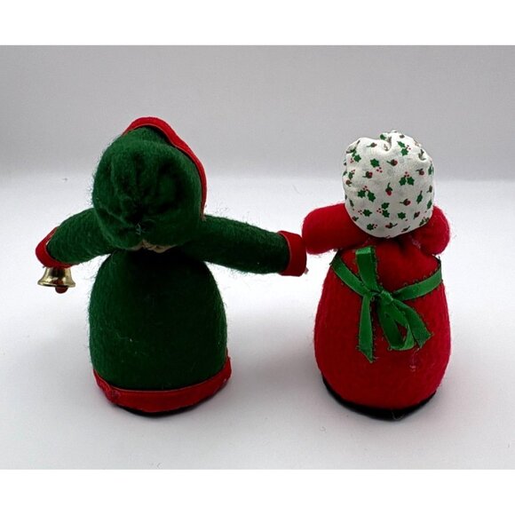 Christmas Holiday Felt Dolls Baker and Caroler Figurines Bell Ringer Mrs Claus - Picture 4 of 9